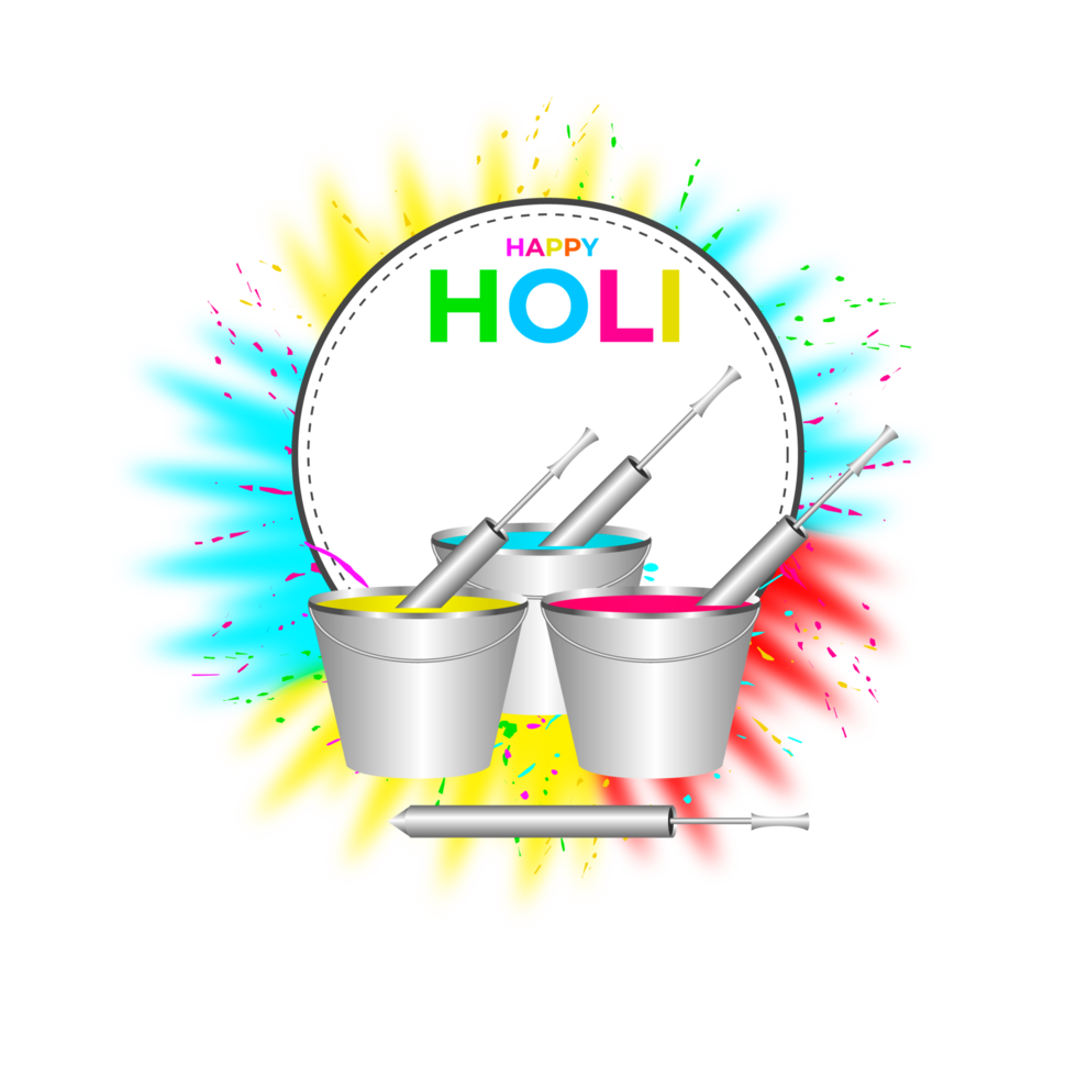 Happy holi festival design with splashing color png