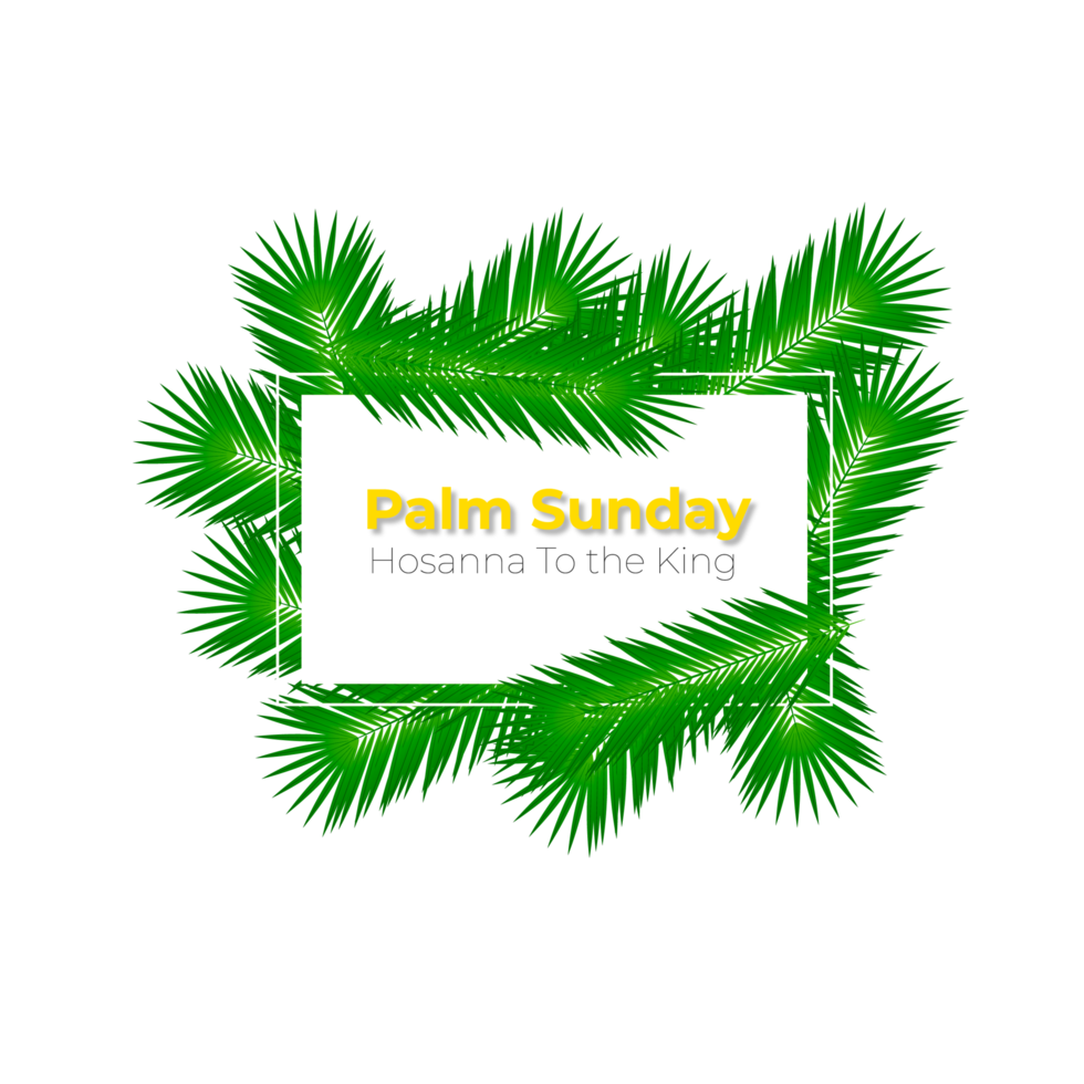 Ppalm sunday design with cross and palm leaf png