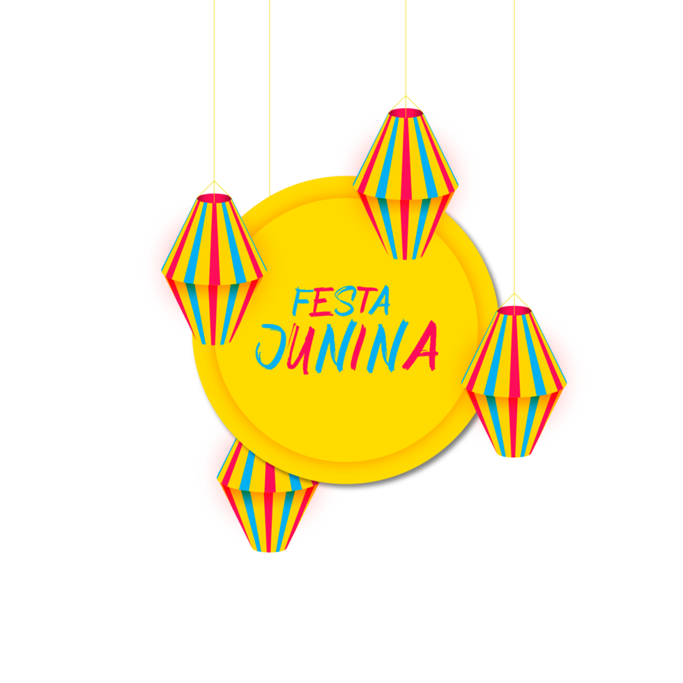 festa junina poster with brazilian elements colorful lanterns and pennants png