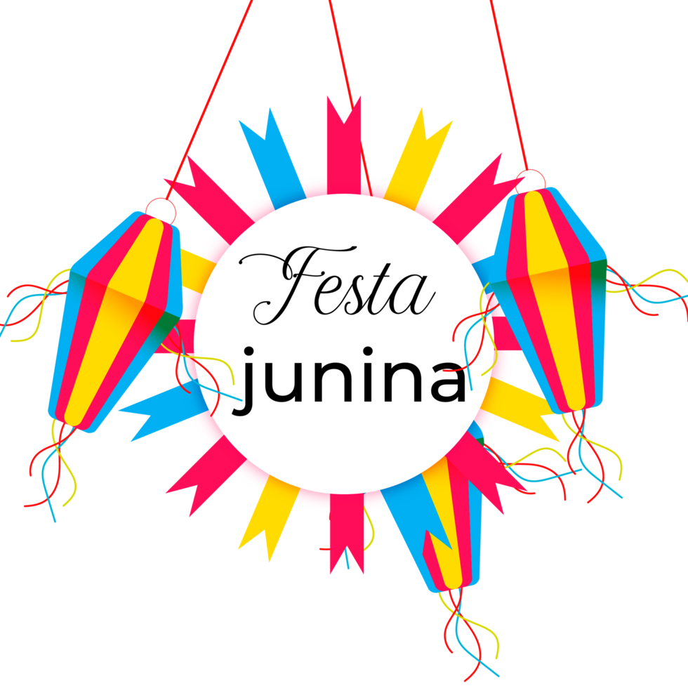 festa Junina affiche avec brésilien éléments coloré lanternes et fanions png