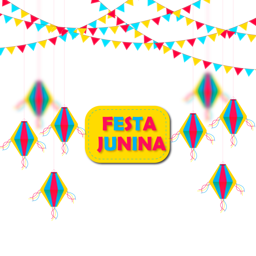 festa junina con fiesta banderas, papel linterna png