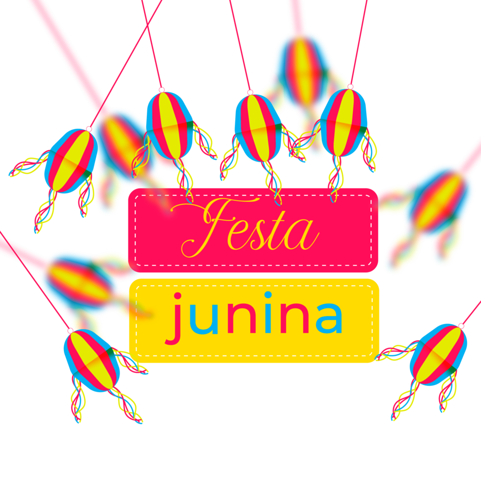 festa junina  with party flags, paper lantern png