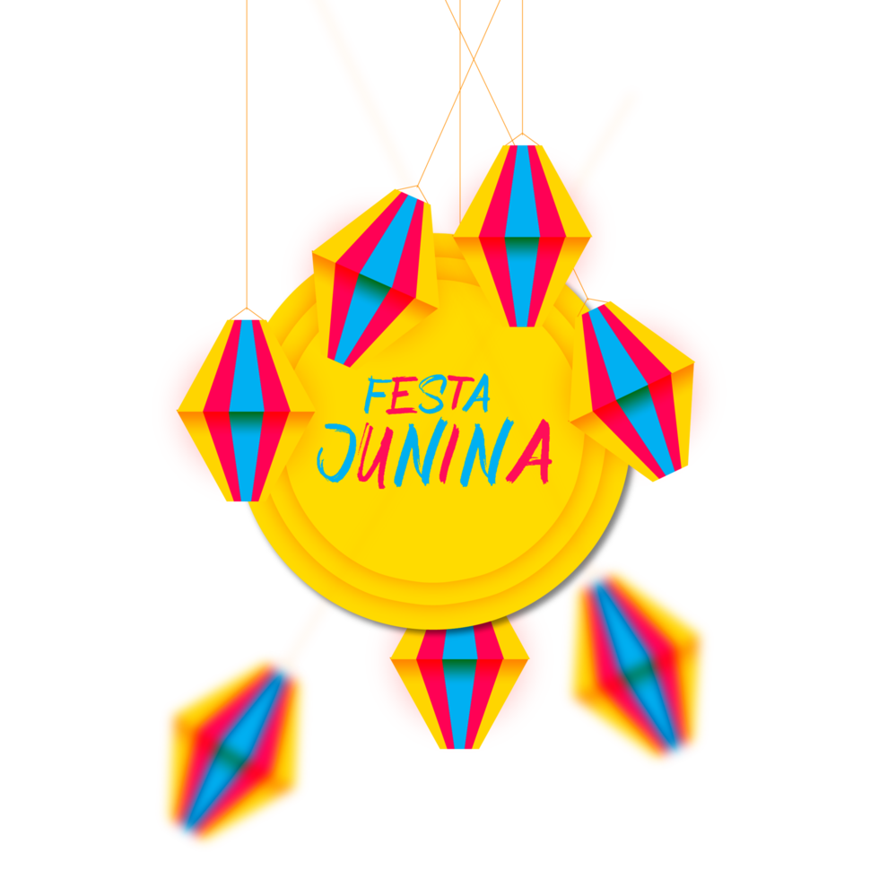 festa junina  with party flags, paper lantern png