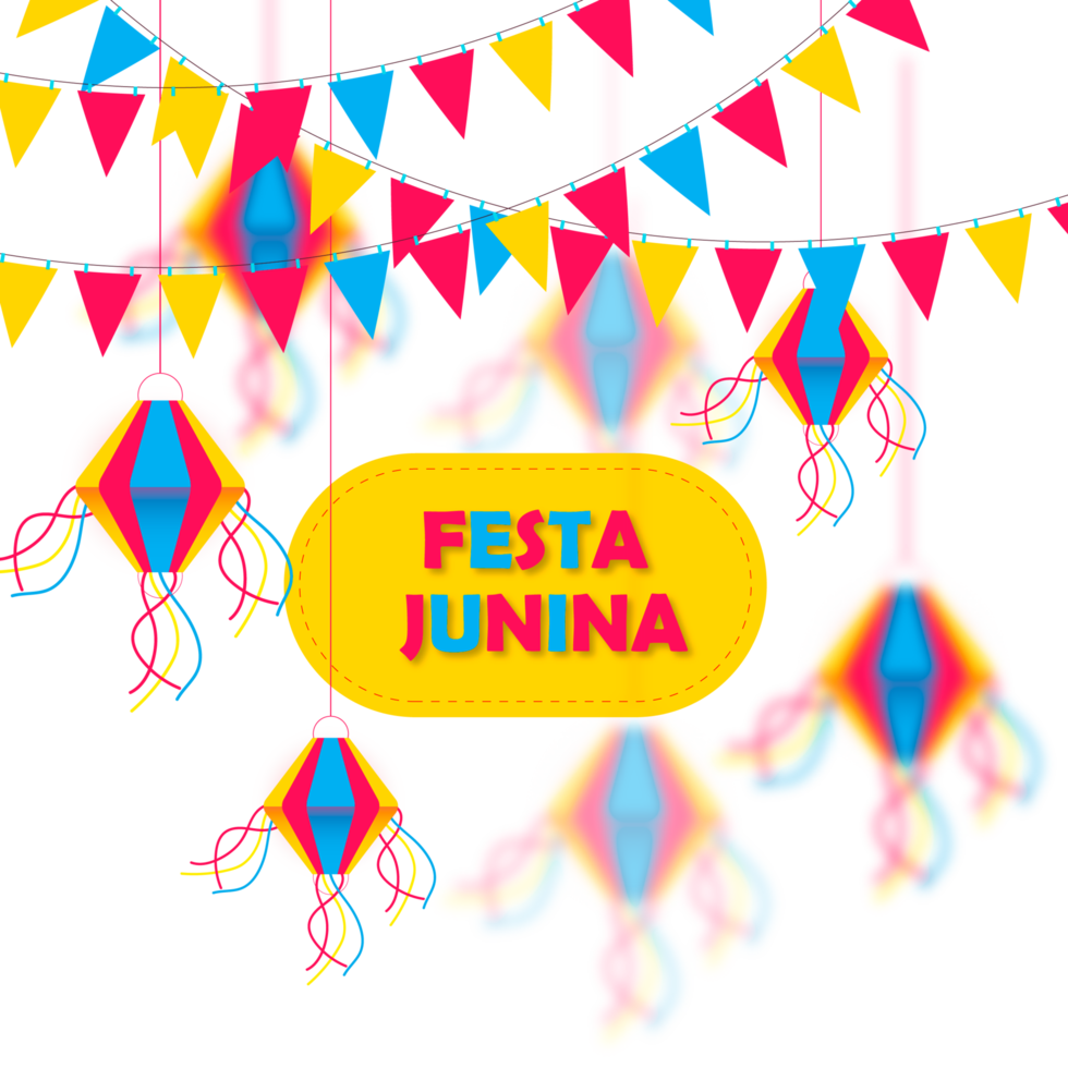 festa junina con fiesta banderas, papel linterna png