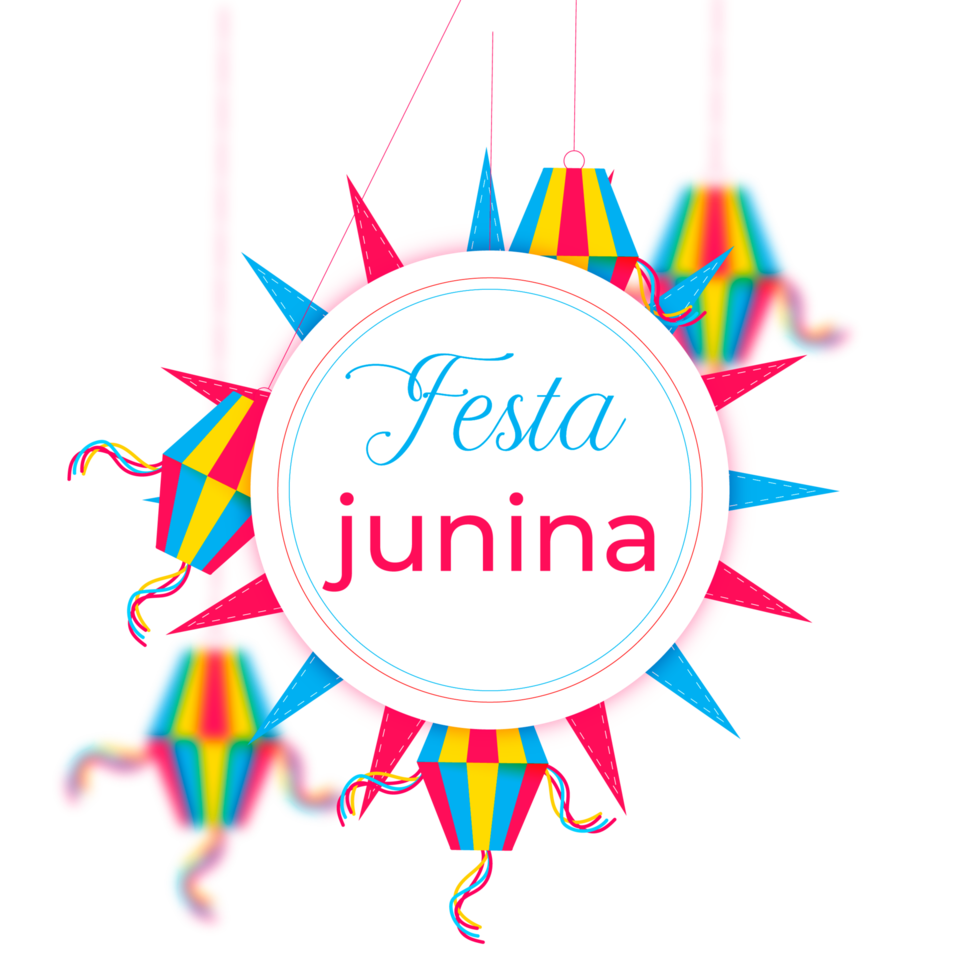 festa junina  with party flags, paper lantern png