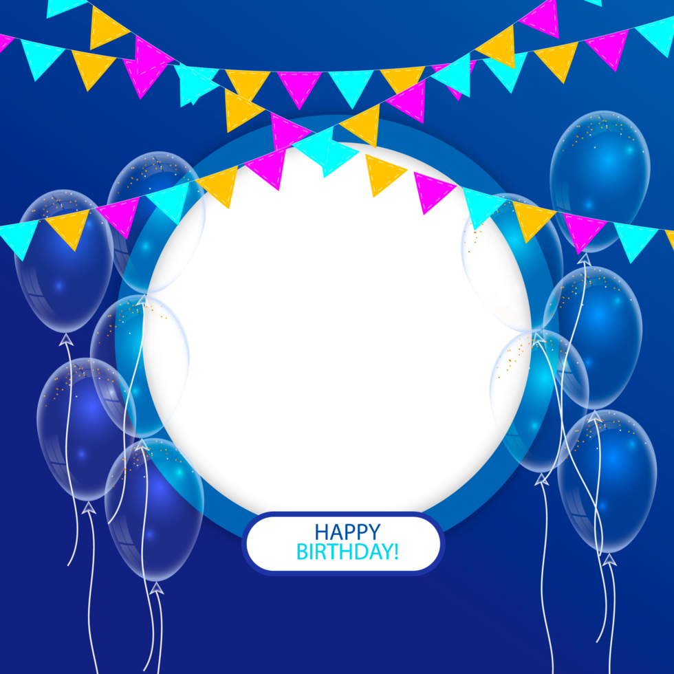 Birthday congratulations photo frame design with  balloons png