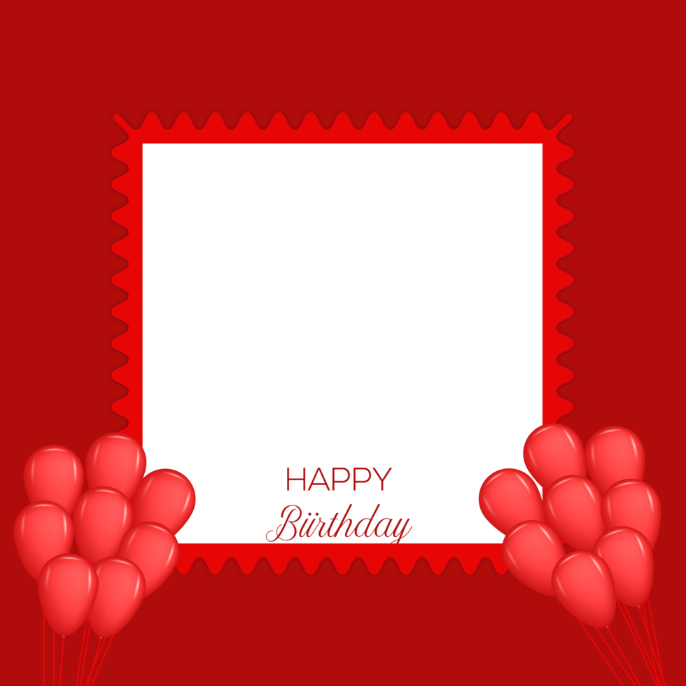 Birthday congratulations photo frame design with  balloons png