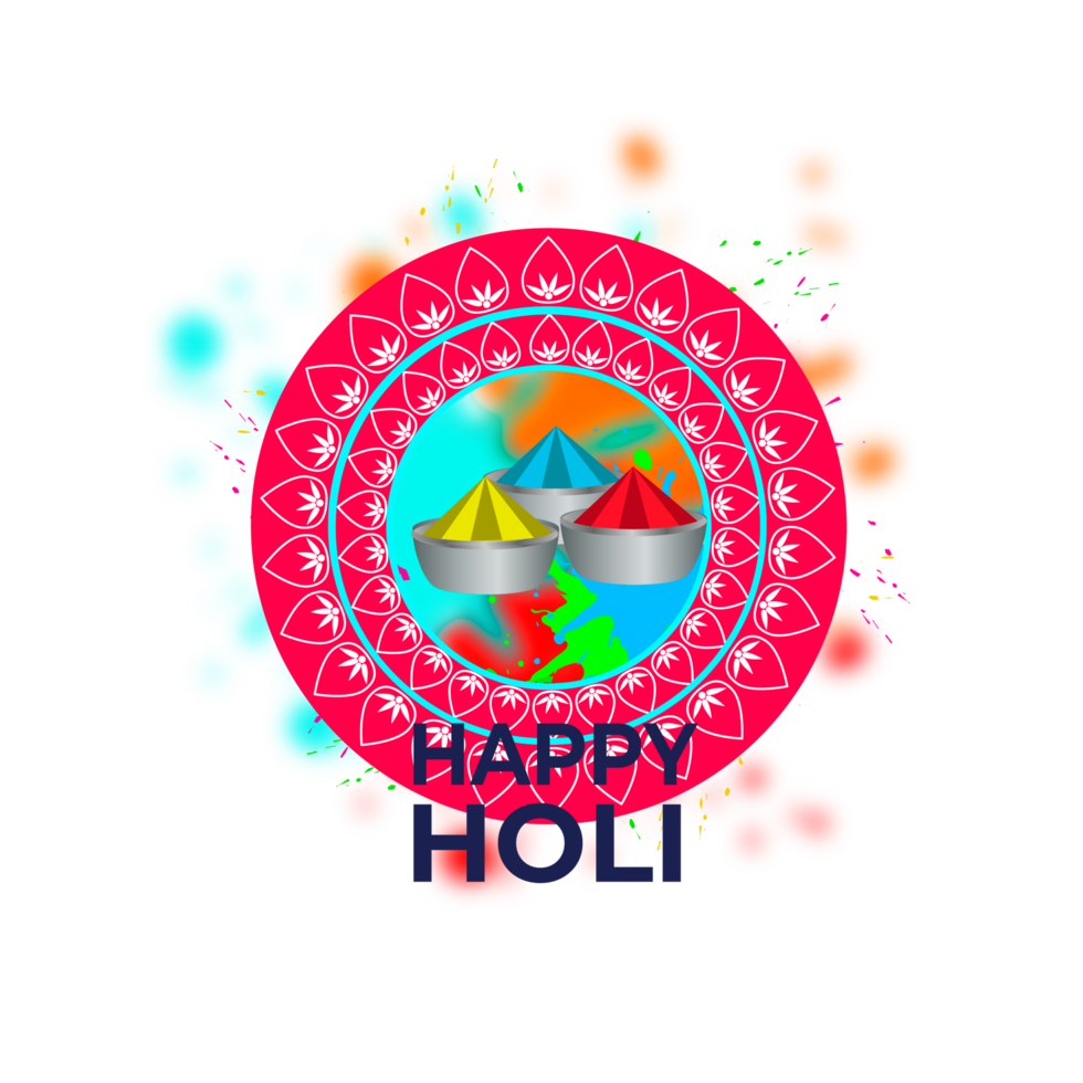 Happy holi festival design with splashing color png