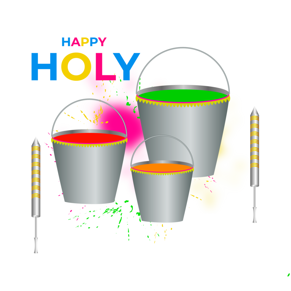 Happy holi festival design with splashing color png