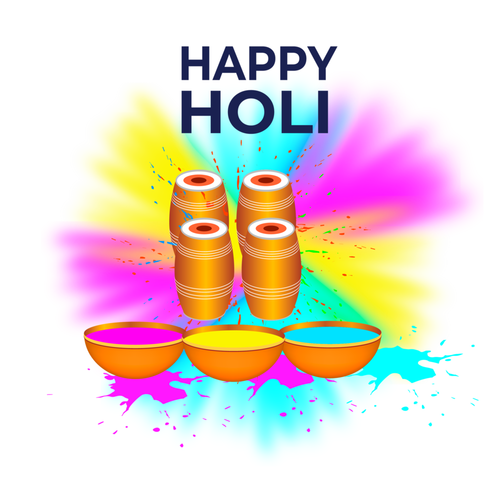 Happy holi festival design with splashing color png