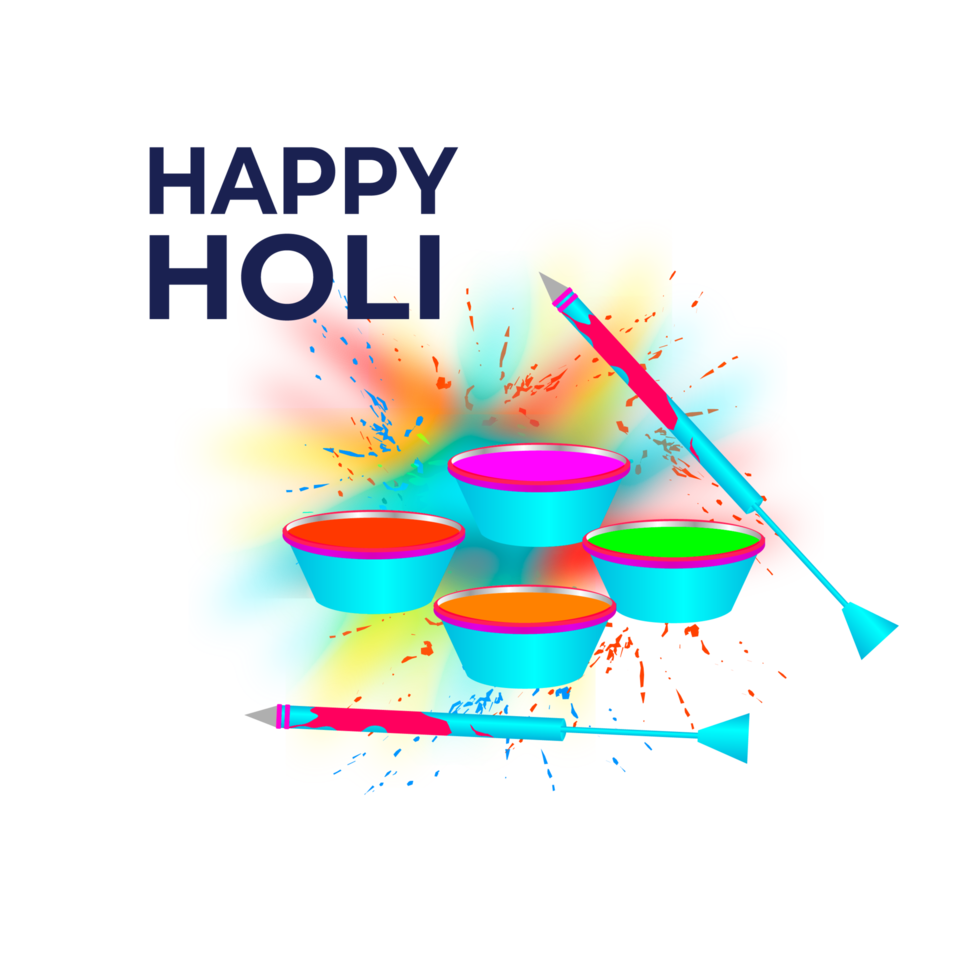 Happy holi festival design with splashing color png