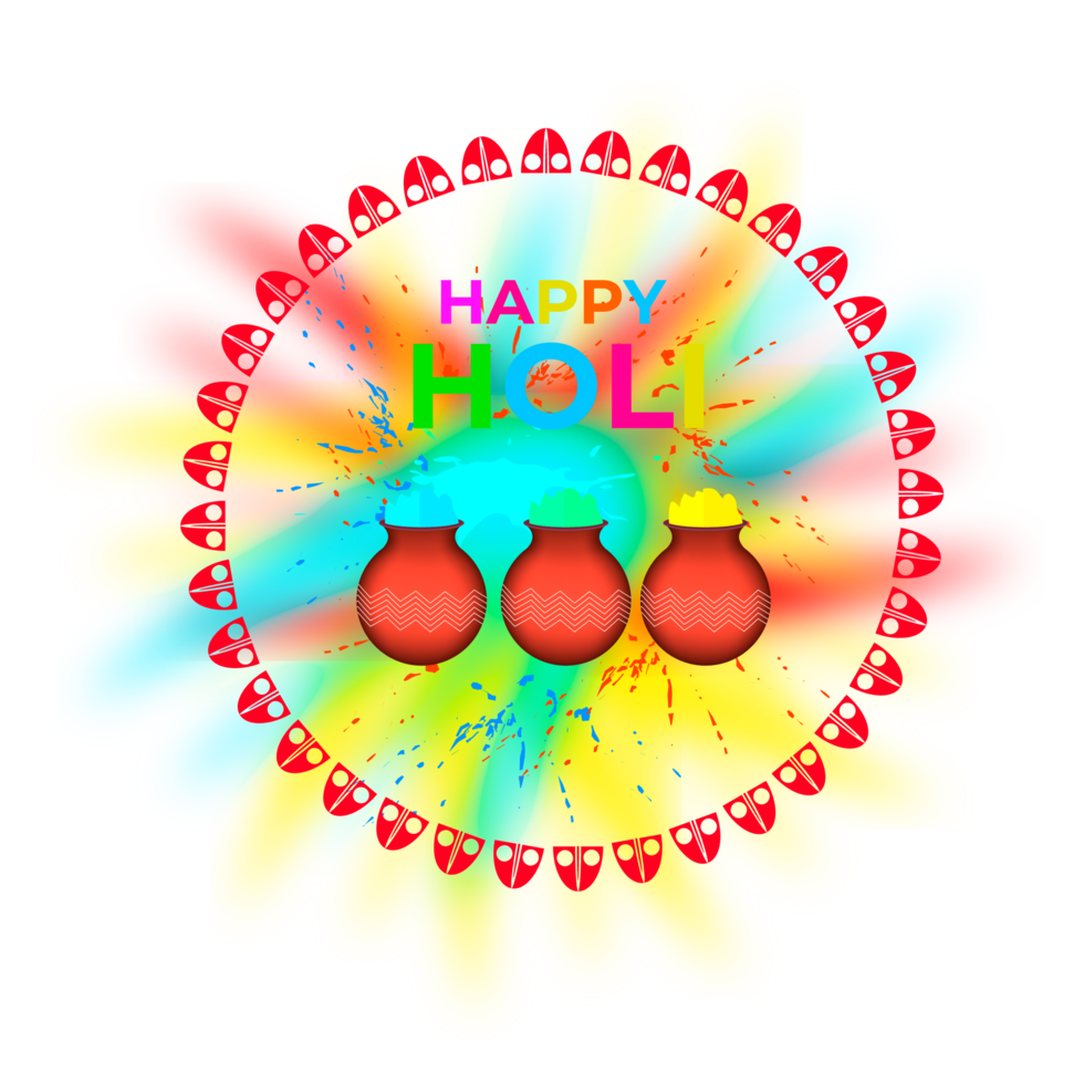 Happy holi festival design with splashing color png