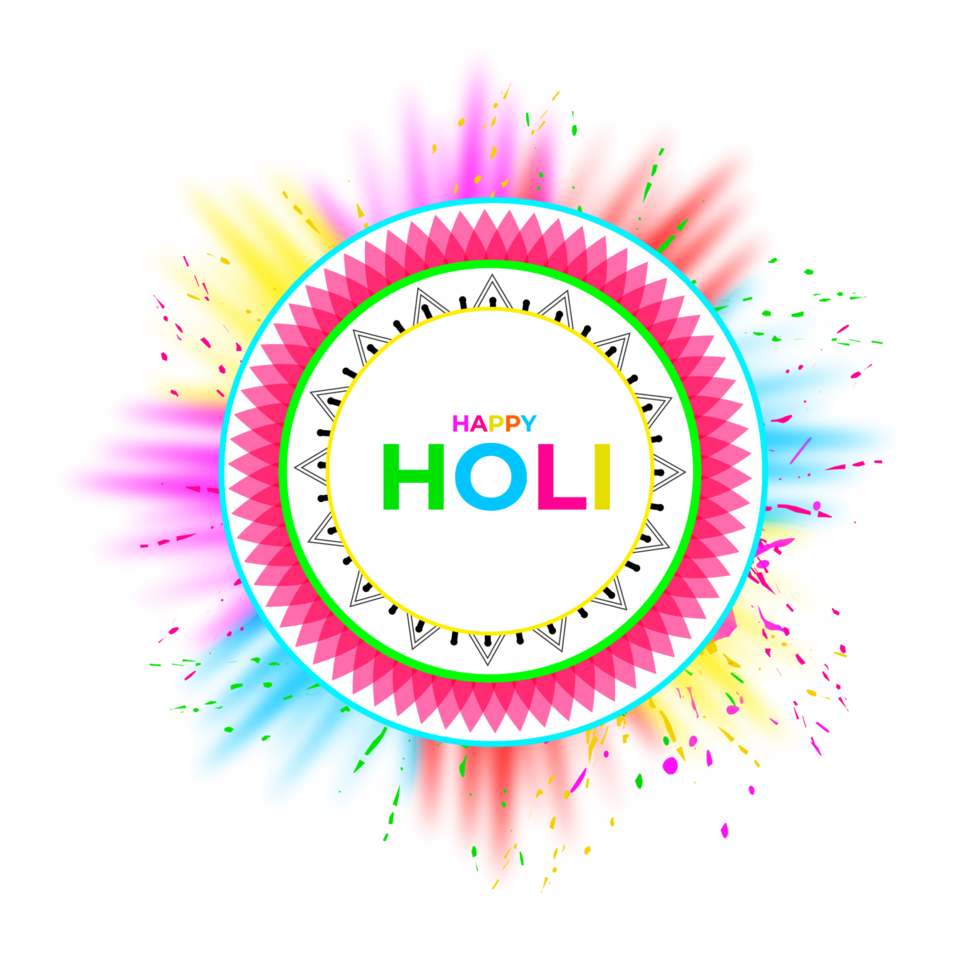 Happy holi festival design with splashing color png