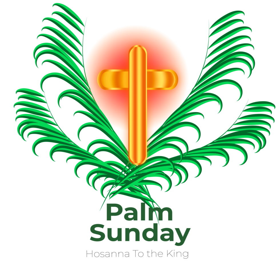 Ppalm sunday design with cross and palm leaf png