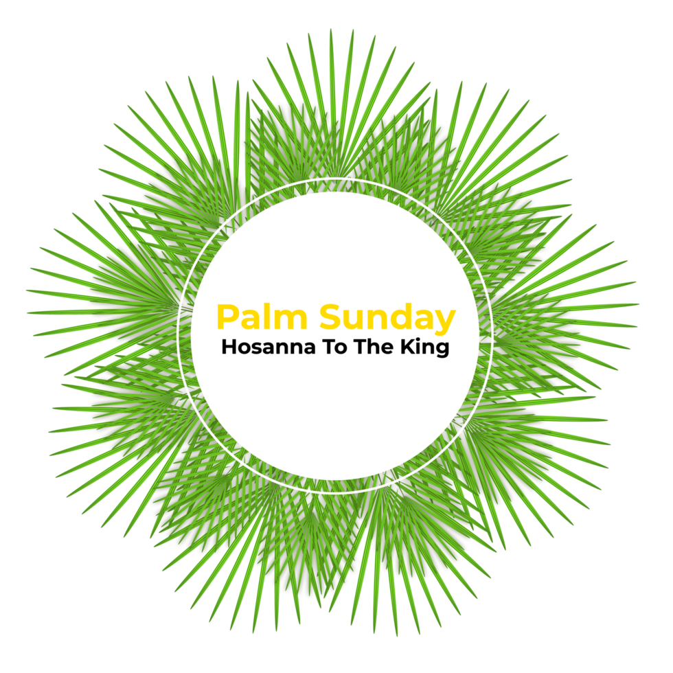Ppalm sunday design with cross and palm leaf png