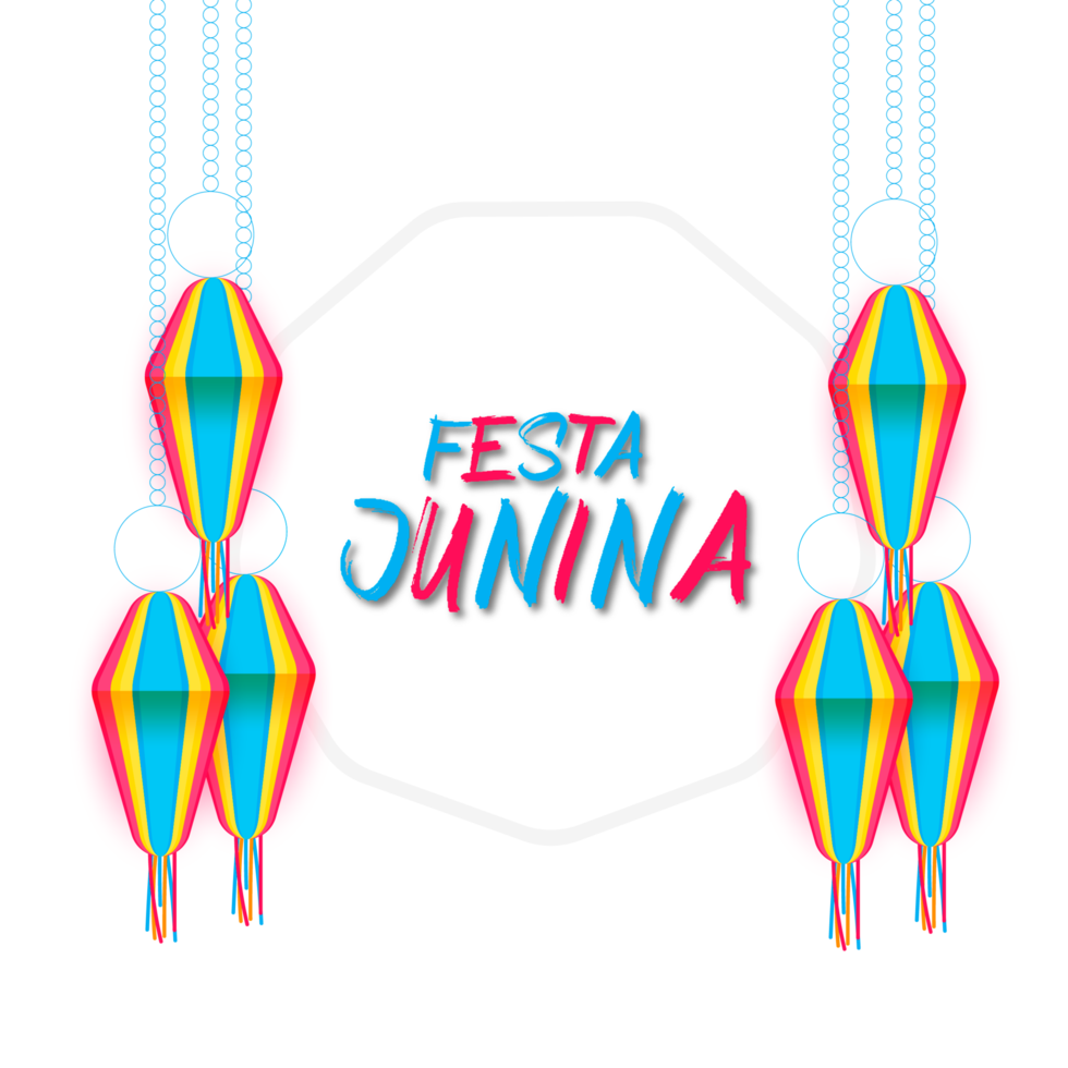 festa junina poster with brazilian elements colorful lanterns and pennants png