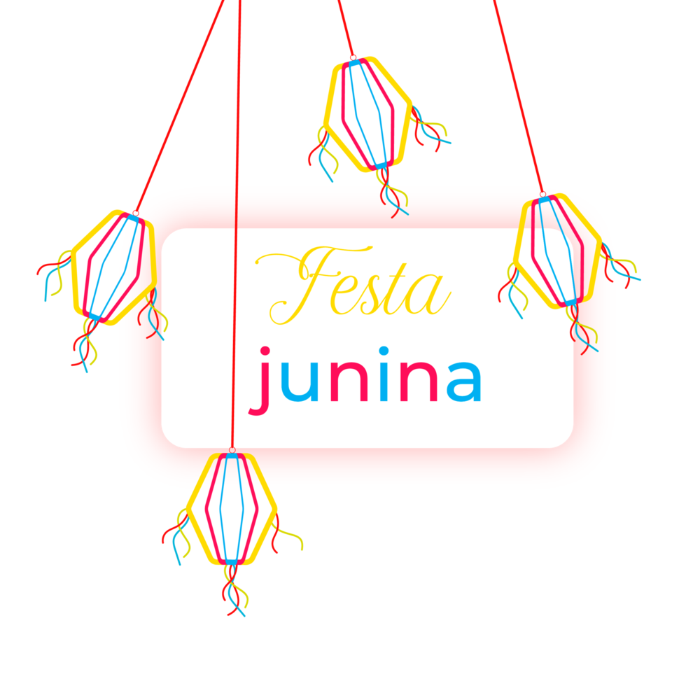 festa junina poster with brazilian elements colorful lanterns and pennants png