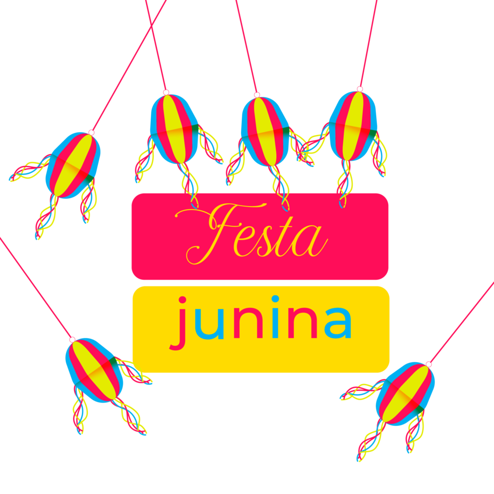 festa junina poster with brazilian elements colorful lanterns and pennants png
