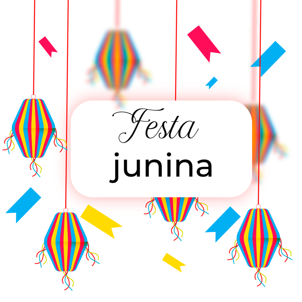 festa junina affisch med brasiliansk element färgrik lyktor och vimplar png