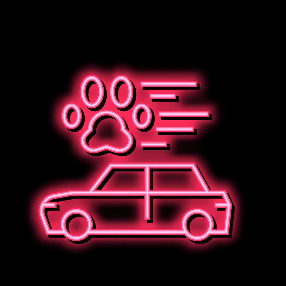 mascota transporte en coche neón resplandor icono ilustración vector