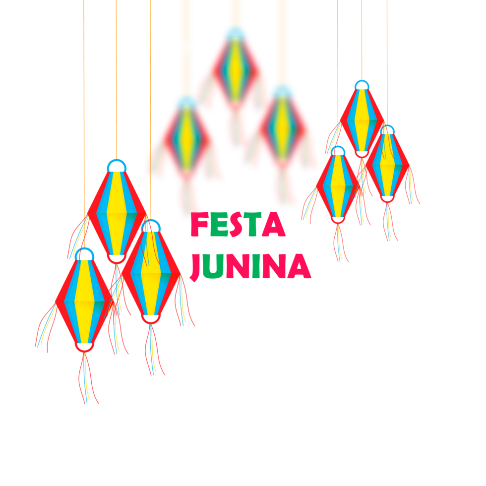 festa junina  with party flags, paper lantern png
