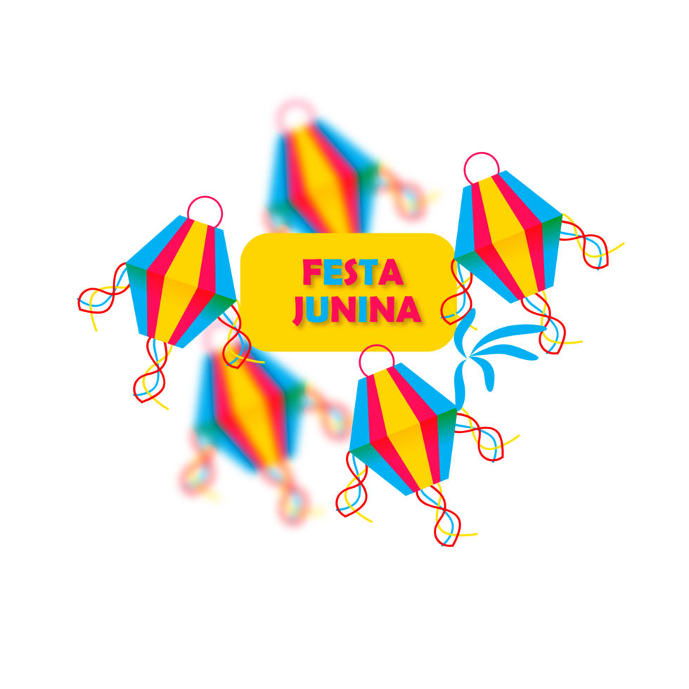 festa junina  with party flags, paper lantern png