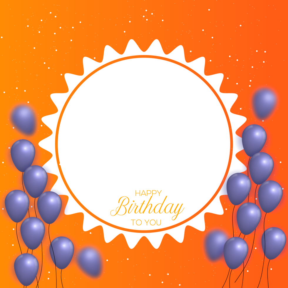 Birthday congratulations photo frame design with  balloons png