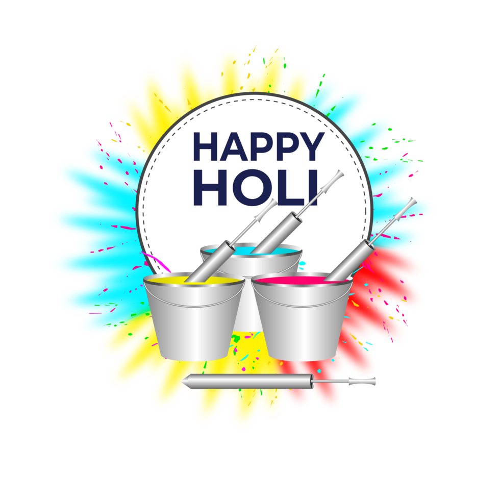 Happy holi festival design with splashing color png