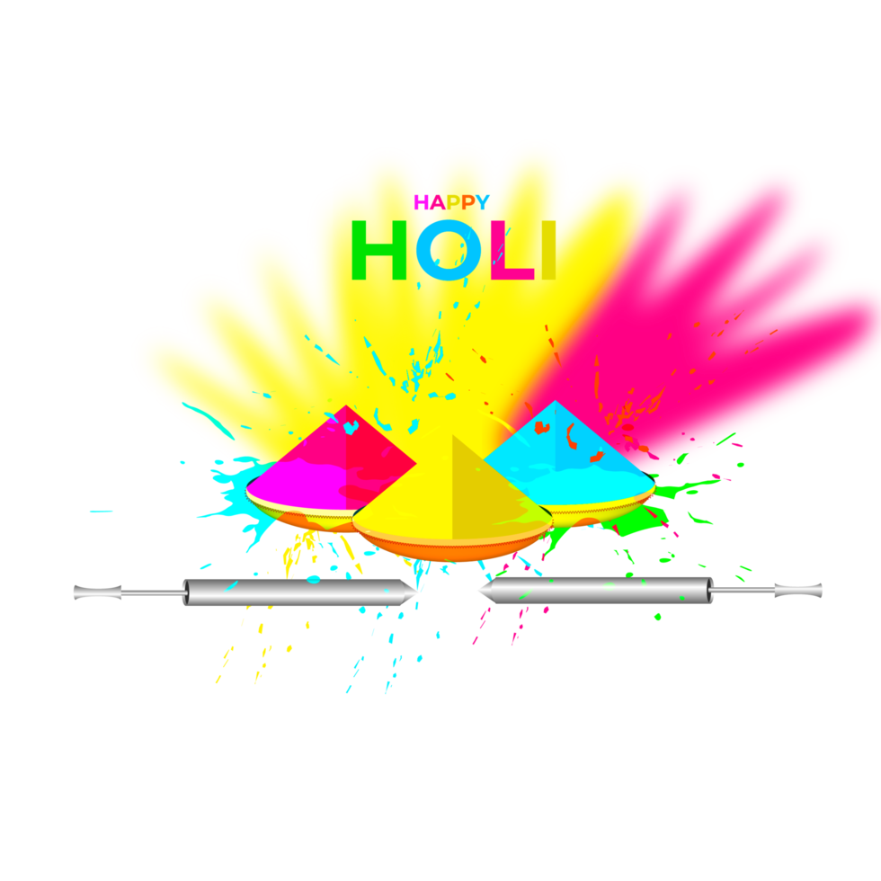 Happy holi festival design with splashing color png