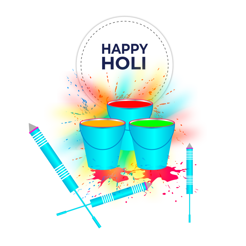 Happy holi festival design with splashing color png