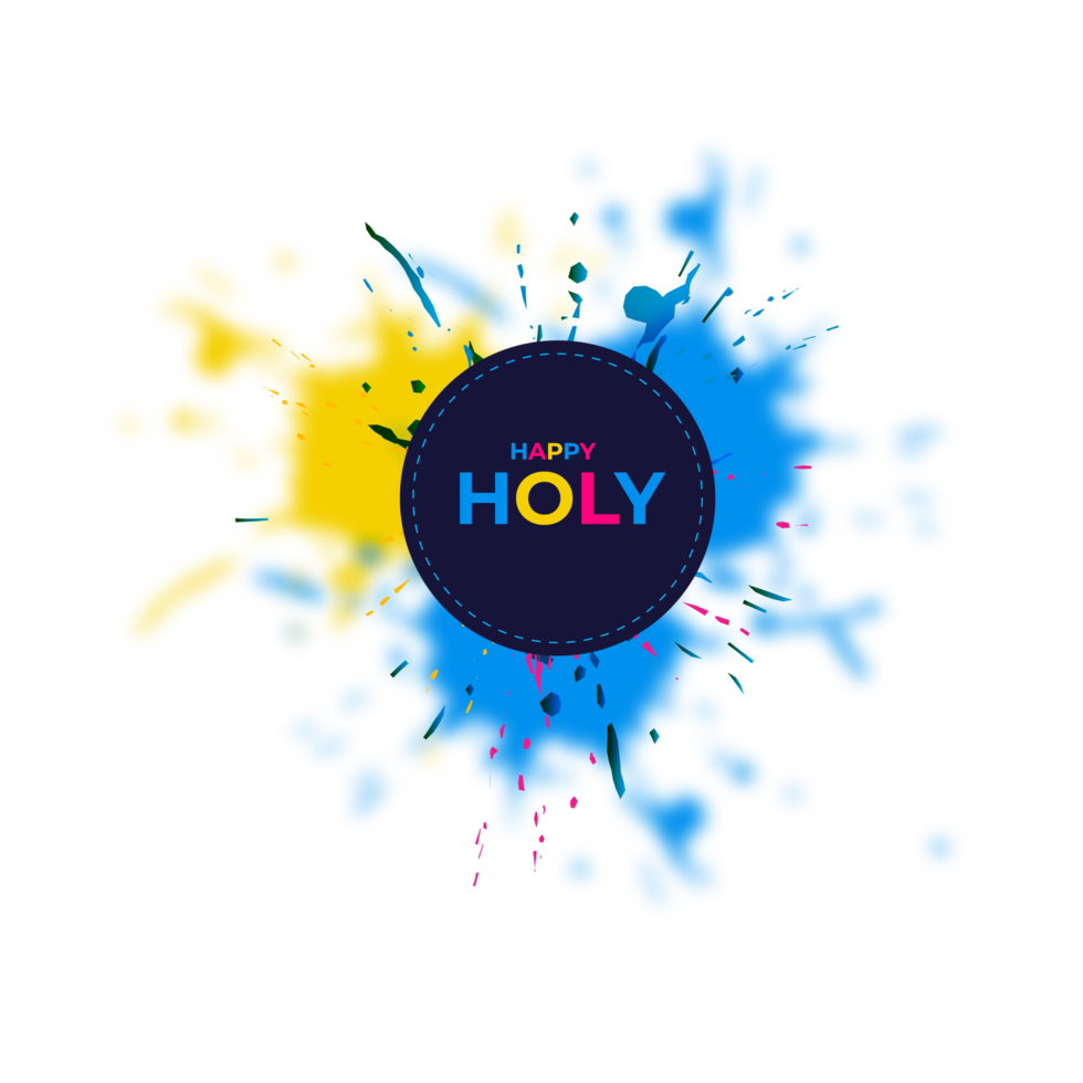 Happy holi festival design with splashing color png