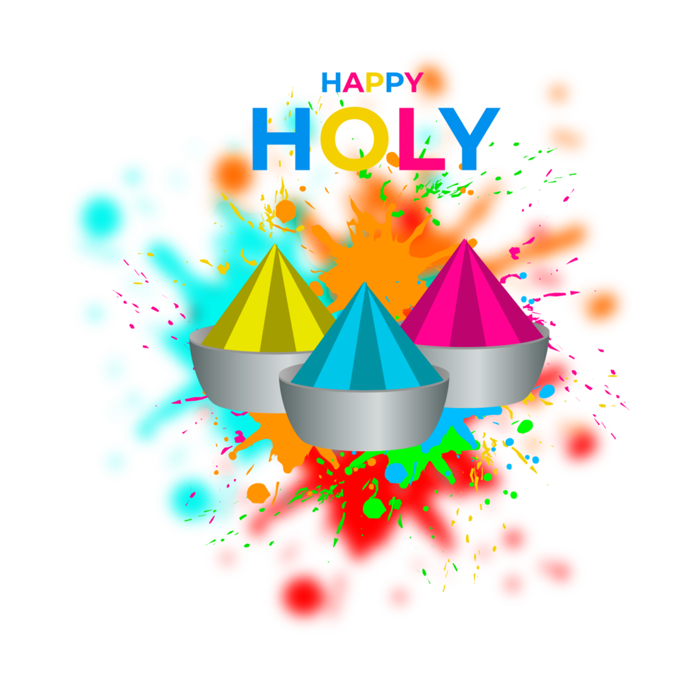 Happy holi festival design with splashing color png