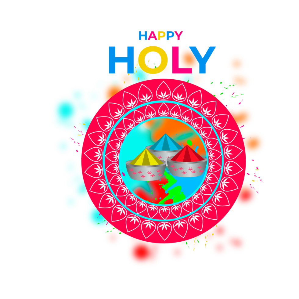 Happy holi festival design with splashing color png