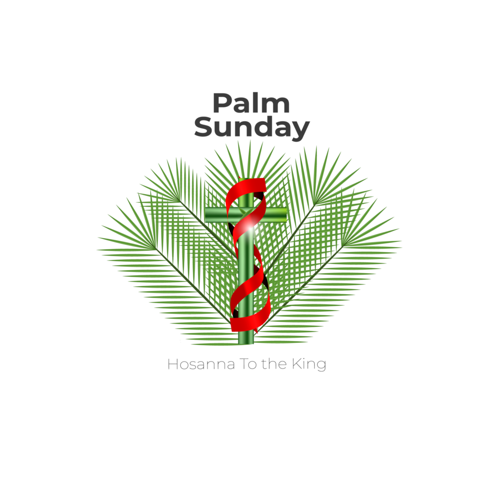 Ppalm sunday design with cross and palm leaf png