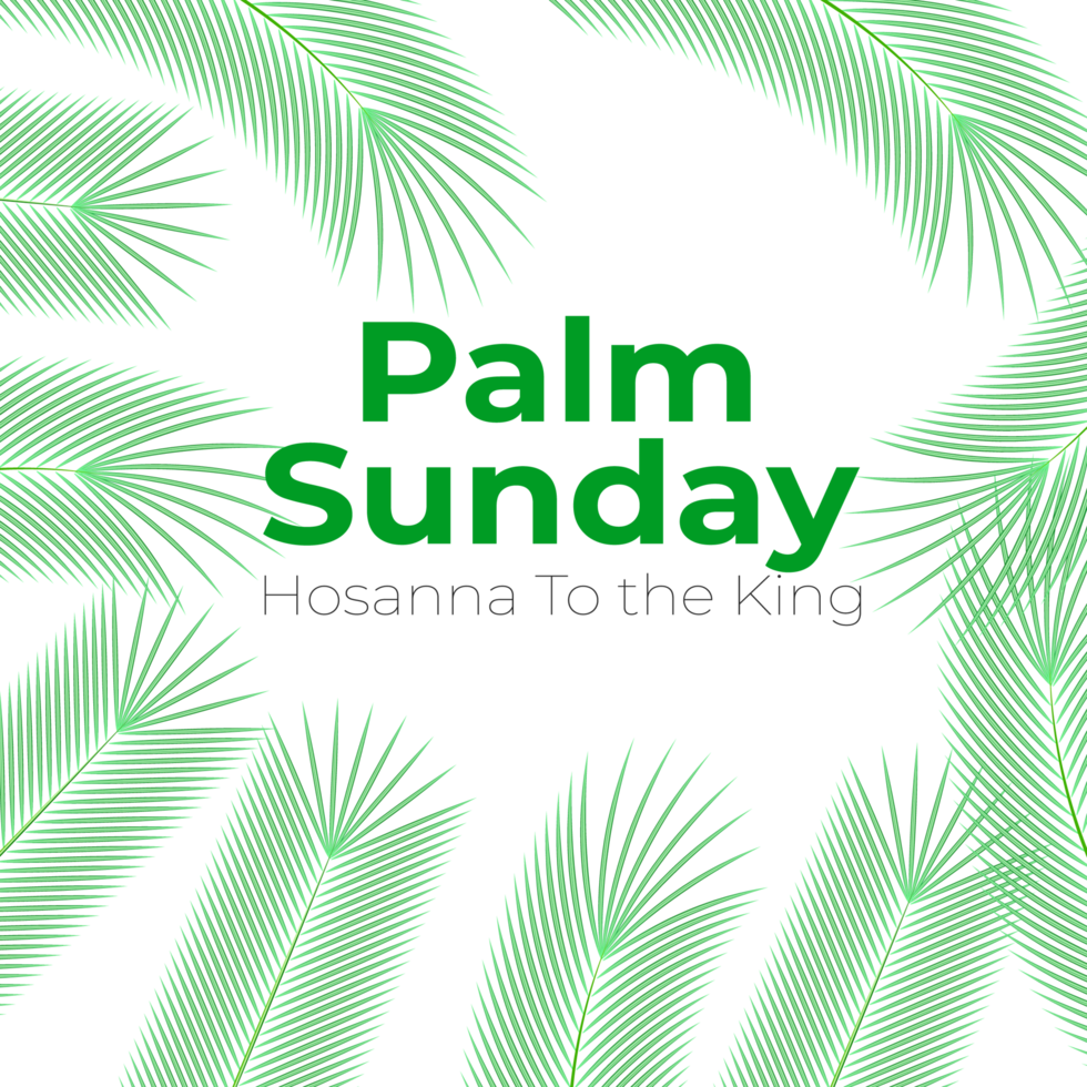 Ppalm sunday design with cross and palm leaf png