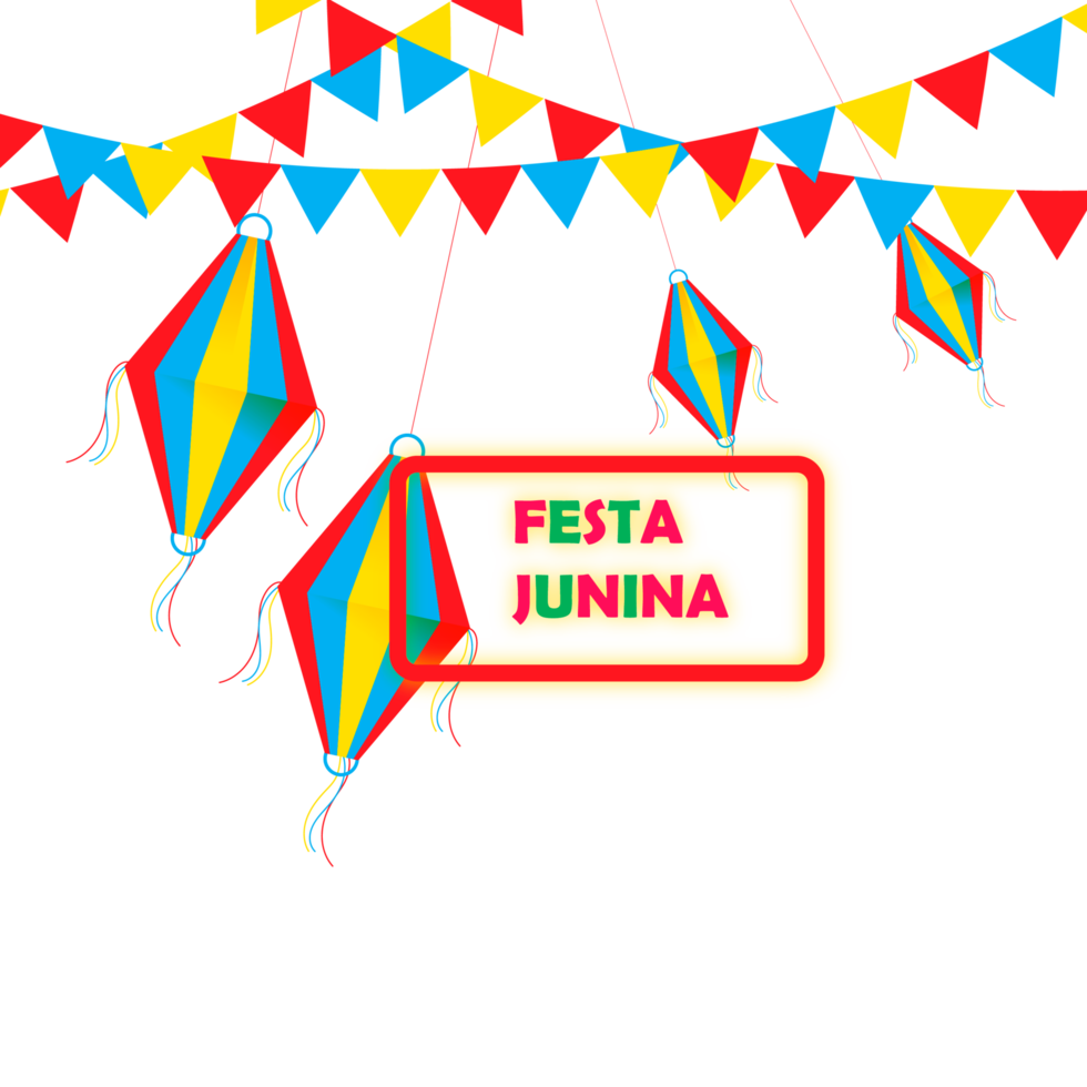festa junina manifesto con brasiliano elementi colorato lanterne e gagliardetti png