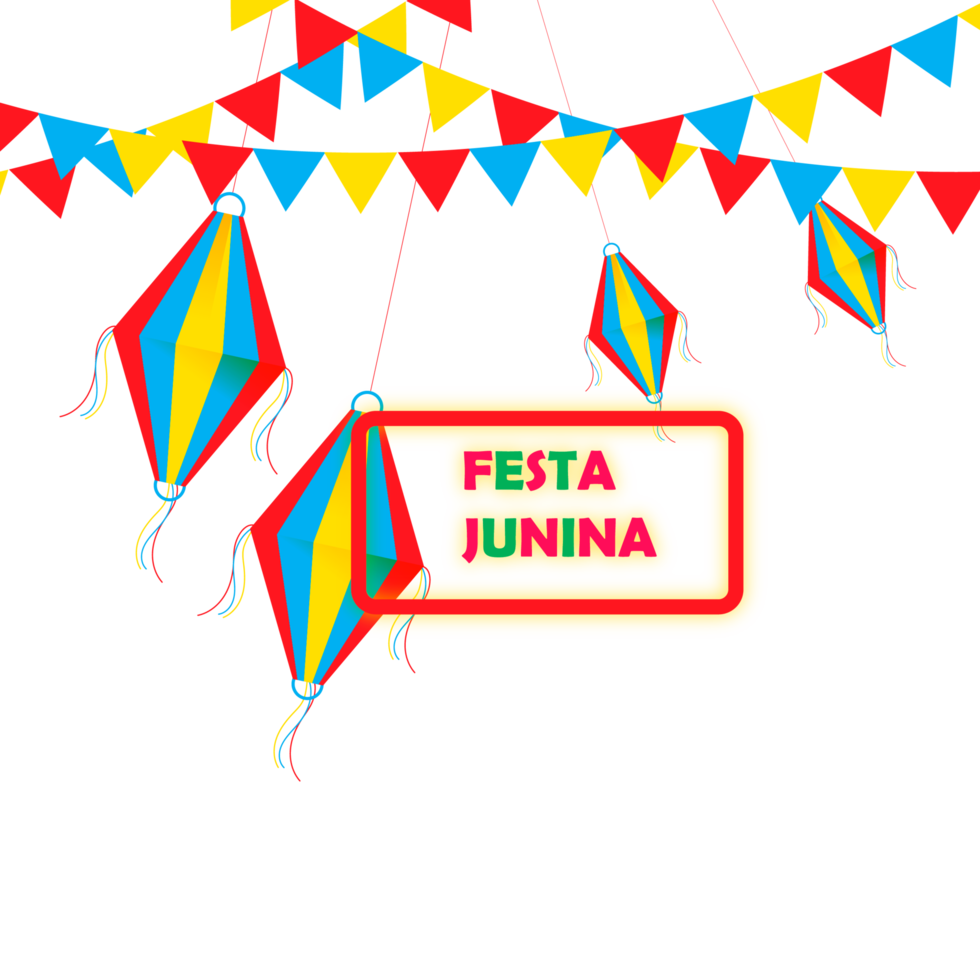 festa junina poster with brazilian elements colorful lanterns and pennants png