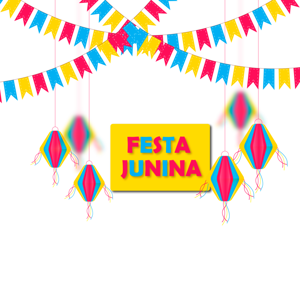 festa junina poster com brasileiro elementos colorida lanternas e galhardetes png