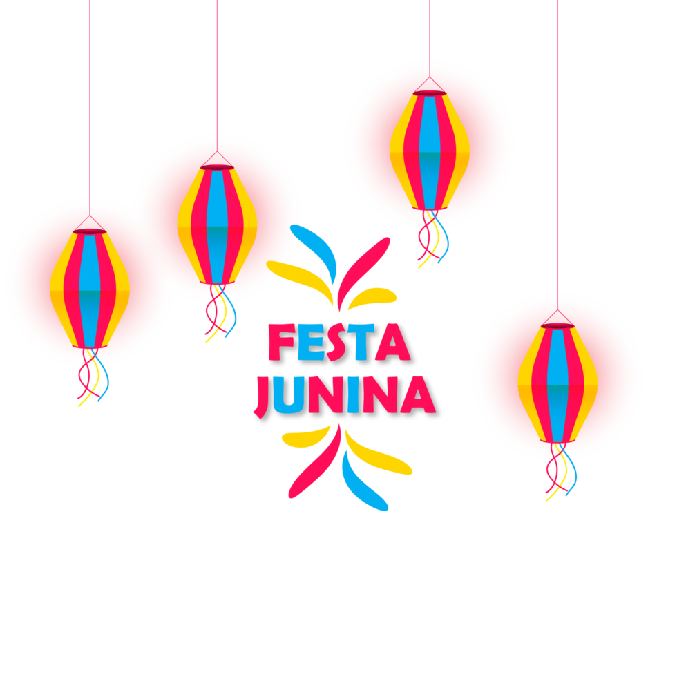 festa junina poster with brazilian elements colorful lanterns and pennants png