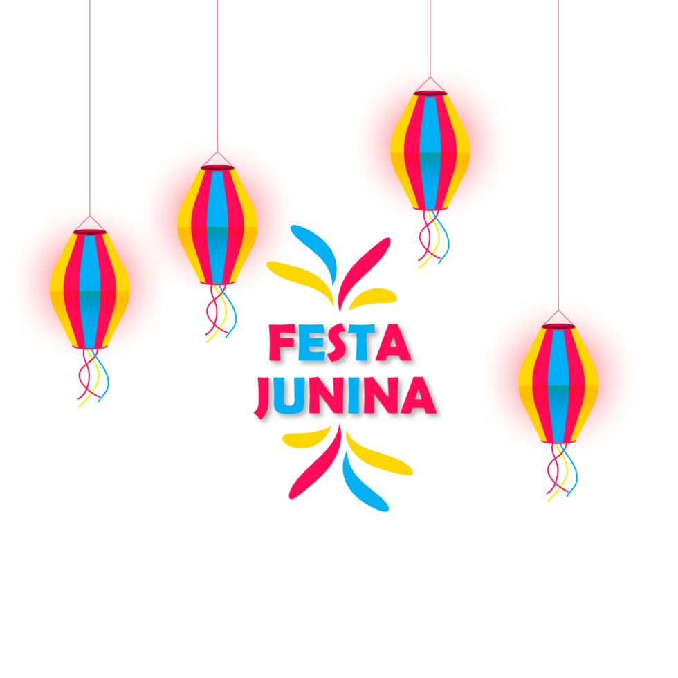 festa junina Poster mit Brasilianer Elemente bunt Laternen und Wimpel png