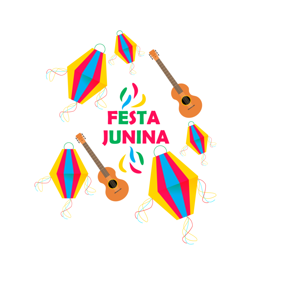 festa junina poster com brasileiro elementos colorida lanternas e galhardetes png