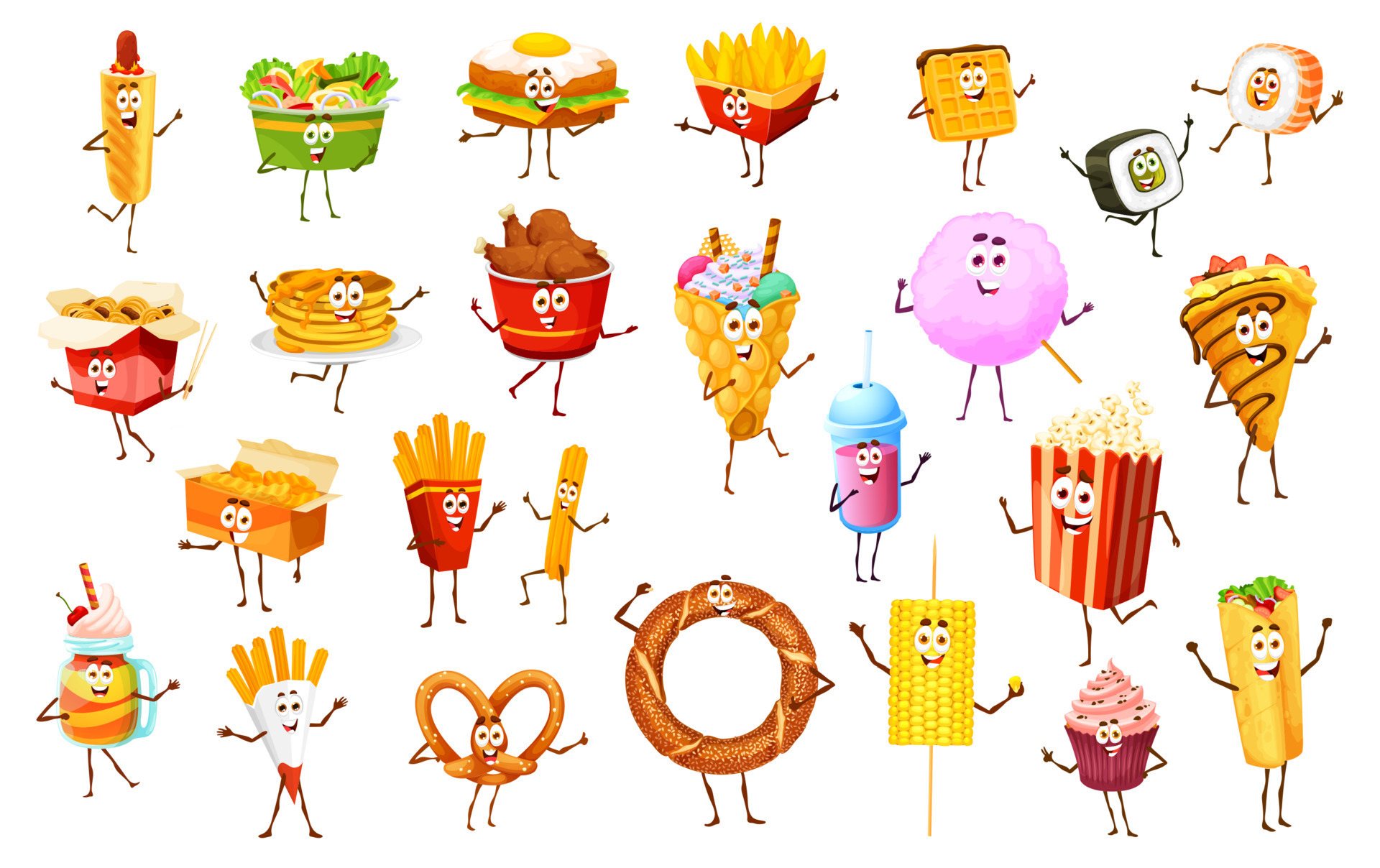 Fast Food Meals Desserts Funny Characters 20574368 Vector Art At Vecteezy fast-food-meals-desserts-funny-characters-20574368-vector-art-at-vecteezy