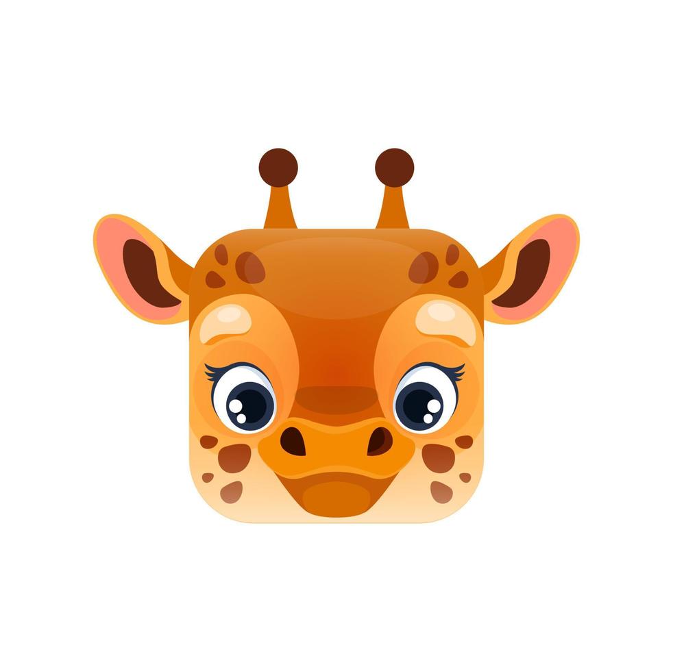 dibujos animados jirafa kawaii cuadrado bebé animal cara vector