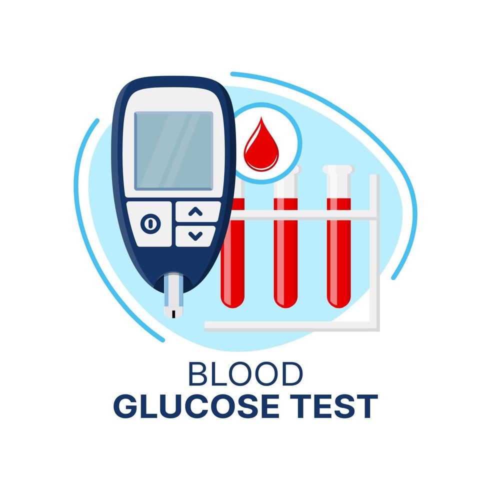 sangre glucosa prueba, glucómetro icono, diabetes cuidado vector