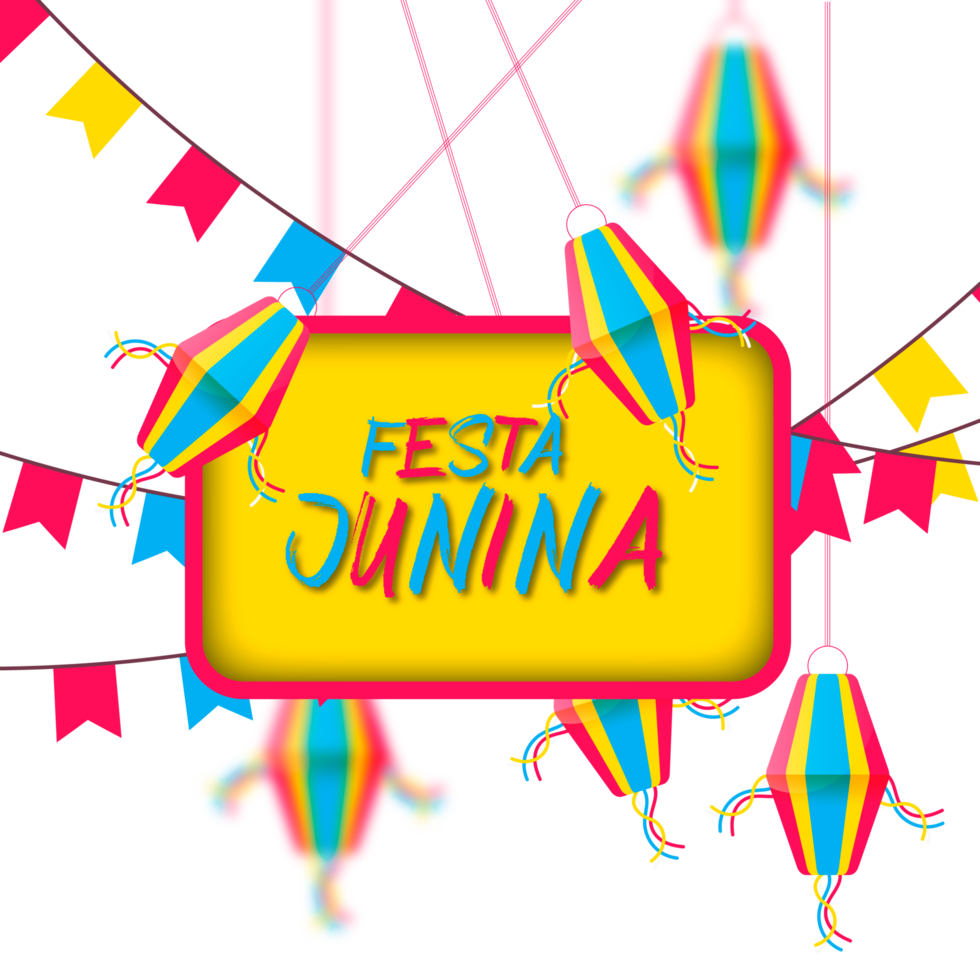 festa junina  with party flags, paper lantern png