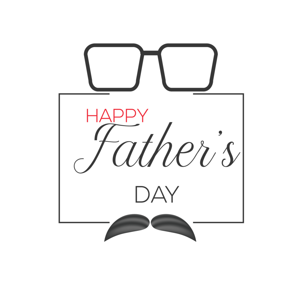 happy father's day design with tie, mustache and  heart png