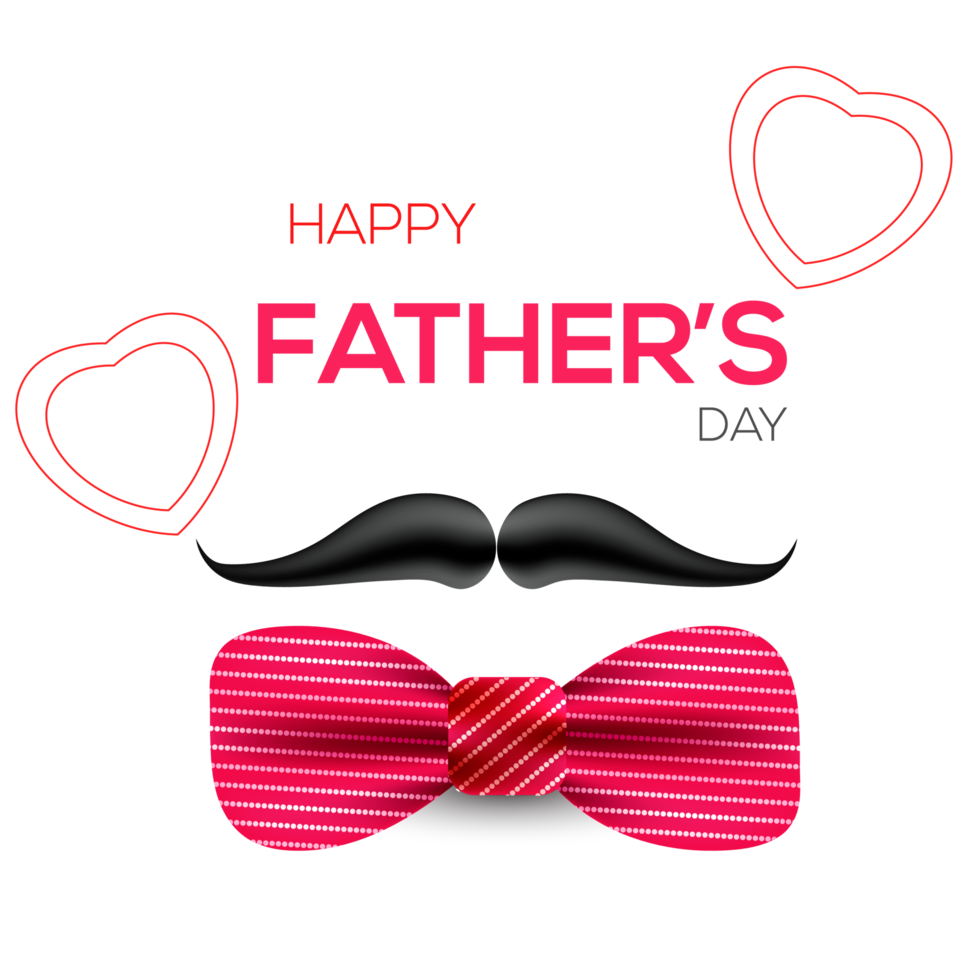 happy father's day design with tie, mustache and  heart png