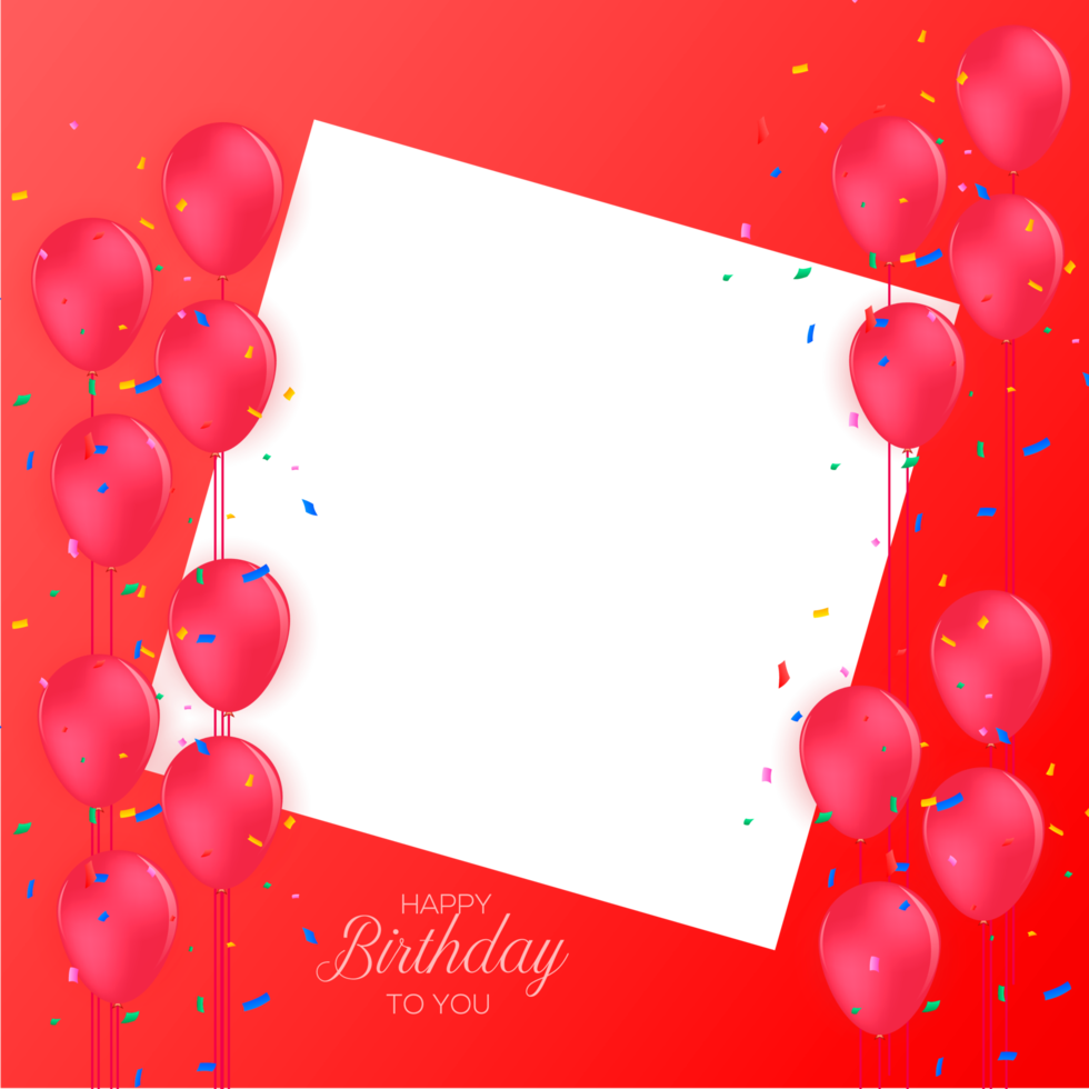 Birthday congratulations photo frame design with  balloons png