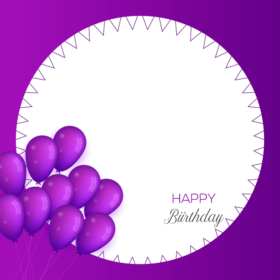 Birthday congratulations photo frame design with  balloons png