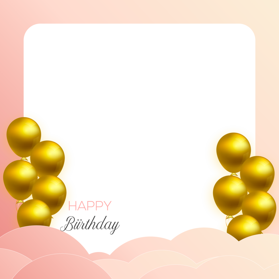 Birthday congratulations photo frame design with  balloons png